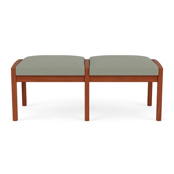Lesro Lenox Wood 2 Seat Bench Wood Frame, Cherry, OH Eucalyptus Upholstery LW2001 - main